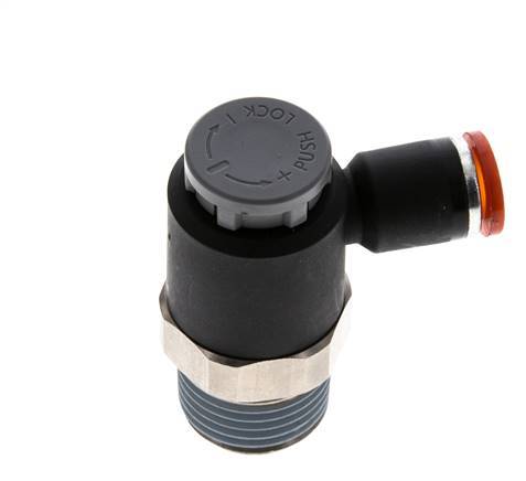 Flow Control Valve Meter-In Elbow 8 mm - R1/2'' Brass/PA 66 Locknut