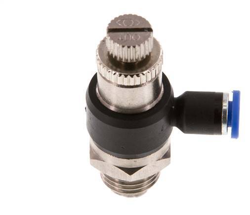 Durchflussregelungs-Schalldämpfer-Abgangsbogen 4 mm - G1/4'' Messing/PA 66