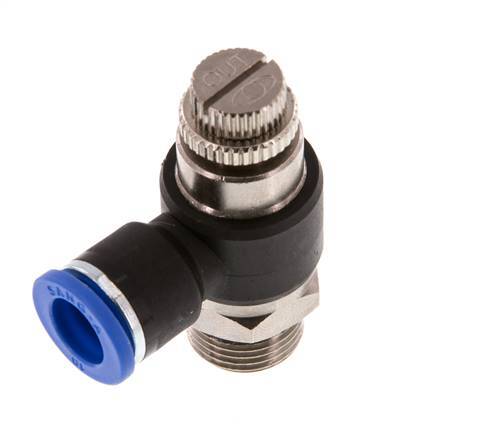 Durchflussregelungs-Schalldämpfer-Abgangsbogen 10 mm - G3/8'' Messing/PA 66