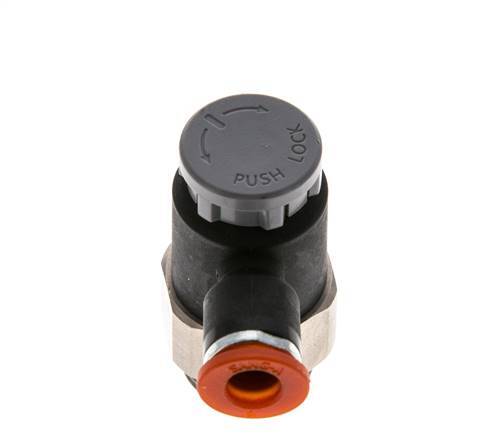 Durchflussregelventil Meter-In-Winkelstück 6 mm - G3/8'' Messing/PA 66 Sicherungsmutter