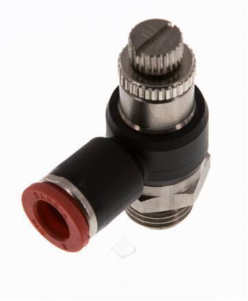 Durchflussregelung Schalldämpfer Meter-In Winkel 8 mm - G1/4'' Messing/PA 66