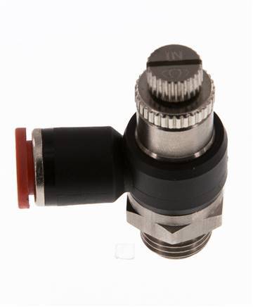 Durchflussregelung Schalldämpfer Meter-In Winkel 8 mm - G1/4'' Messing/PA 66