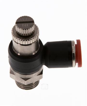 Durchflussregelung Schalldämpfer Meter-In Winkel 8 mm - G1/4'' Messing/PA 66