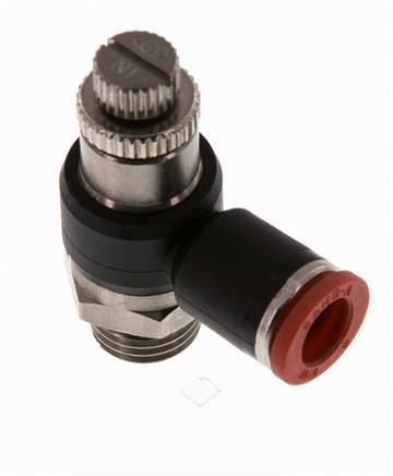 Durchflussregelung Schalldämpfer Meter-In Winkel 8 mm - G1/4'' Messing/PA 66