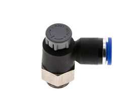 Durchflussregelventil Abgangswinkel 8 mm - G1/4'' Messing/PA 66 Sicherungsmutter