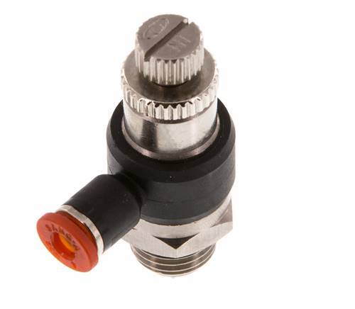 Durchflussregelungs-Schalldämpfer-In-Winkelstück 4 mm - G1/4'' Messing/PA 66