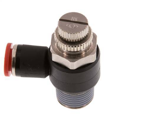 Durchflussregelungs-Schalldämpfer-In-Winkelstück 8 mm - R3/8'' Messing/PA 66