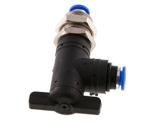 2-Wege-Winkel-Kugelhahn 6 mm Kunststoff/Messing Schottverschraubung