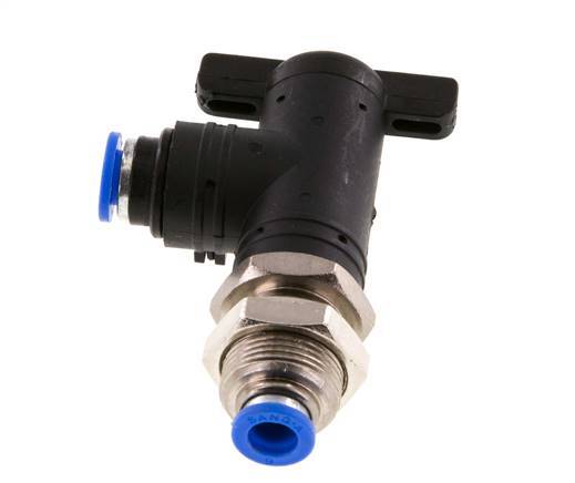 2-Wege-Winkel-Kugelhahn 6 mm Kunststoff/Messing Schottverschraubung