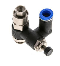 Durchflussregelungs-Schalldämpfer Auslass drehbar 10 mm - G3/8''-G1/8'' Messing/PA 66 mit vorgesteuertem Rückschlagventil