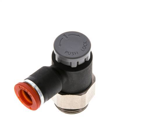 Durchflussregelventil Meter-In-Winkelstück 8 mm - G3/8'' Messing/PA 66 Sicherungsmutter