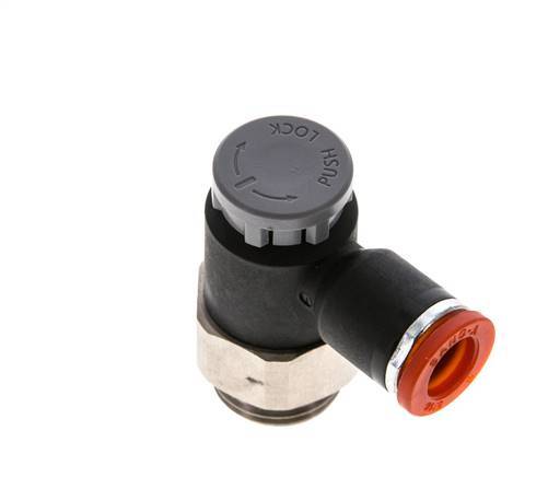 Durchflussregelventil Meter-In-Winkelstück 8 mm - G3/8'' Messing/PA 66 Sicherungsmutter