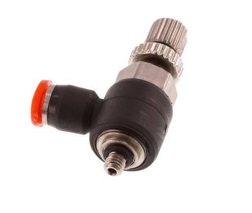 Durchflussregelung Schalldämpfer Meter-In-Winkelstück 3 mm - M3 Messing/PBT