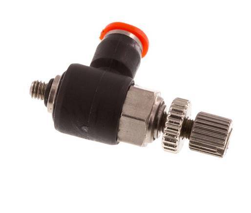 Durchflussregelung Schalldämpfer Meter-In-Winkelstück 3 mm - M3 Messing/PBT