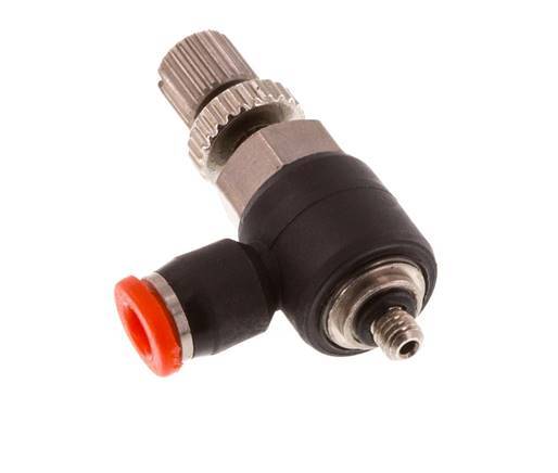 Durchflussregelung Schalldämpfer Meter-In-Winkelstück 3 mm - M3 Messing/PBT