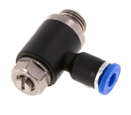 Durchflussregelungs-Schalldämpfer Auslasskrümmer 4 mm - G1/8'' Messing/PA 66 Schlitzschraube