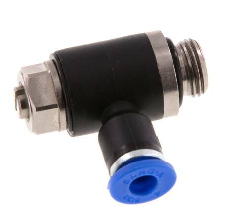Durchflussregelungs-Schalldämpfer Auslasskrümmer 4 mm - G1/8'' Messing/PA 66 Schlitzschraube