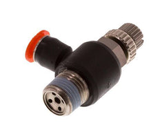 Durchflussregelung Schalldämpfer Meter-In Winkel 4 mm - R1/8'' Messing/PBT
