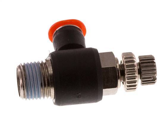 Flow Control Silencer Meter-In Elbow 4 mm - R1/8'' Brass/PBT