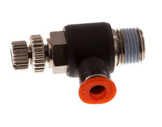 Durchflussregelung Schalldämpfer Meter-In Winkel 4 mm - R1/8'' Messing/PBT