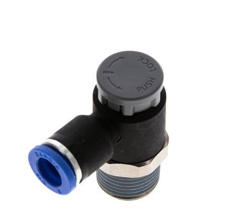 Flow Control Valve Meter-Out Elbow 8 mm - R3/8'' Brass/PA 66 Locknut