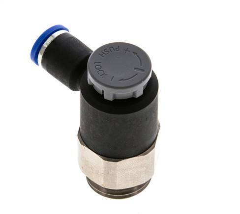 Durchflussregelventil Abgangswinkel 8 mm - G1/2'' Messing/PA 66 Sicherungsmutter