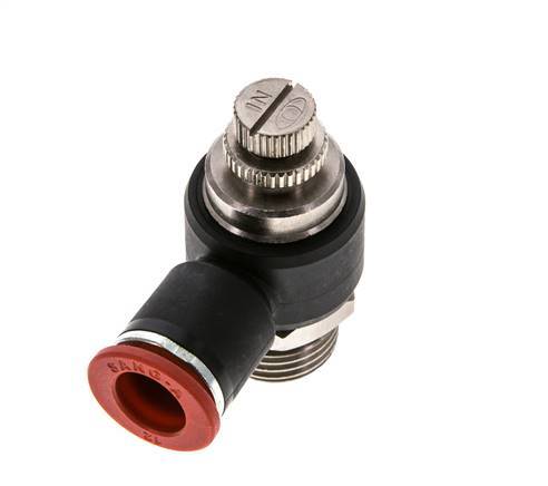 Durchflussregelung Schalldämpfer Meter-In Winkel 12 mm - G1/2'' Messing/PA 66