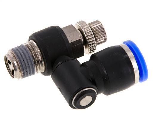 Durchflussregelung Schalldämpfer Meter-Out drehbar 10 mm - R1/4'' Messing/PA 66