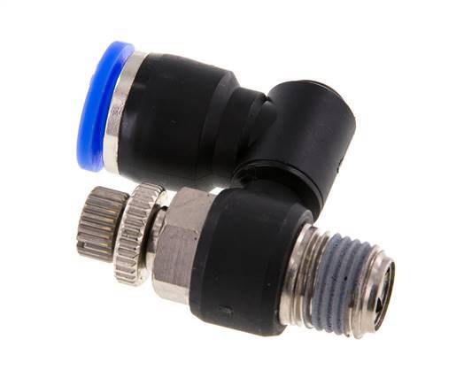 Durchflussregelung Schalldämpfer Meter-Out drehbar 10 mm - R1/4'' Messing/PA 66