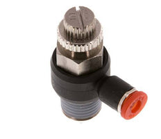 Durchflussregelungs-Schalldämpfer-In-Winkelstück 4 mm - R1/4'' Messing/PA 66