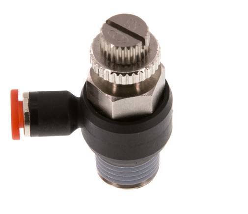Durchflussregelungs-Schalldämpfer-In-Winkelstück 4 mm - R1/4'' Messing/PA 66