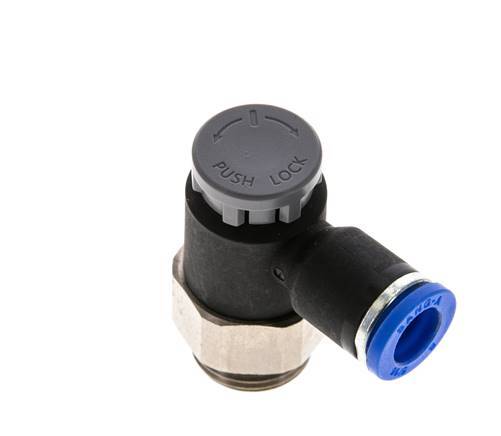 Durchflussregelventil Abgangswinkel 8 mm - G3/8'' Messing/PA 66 Sicherungsmutter