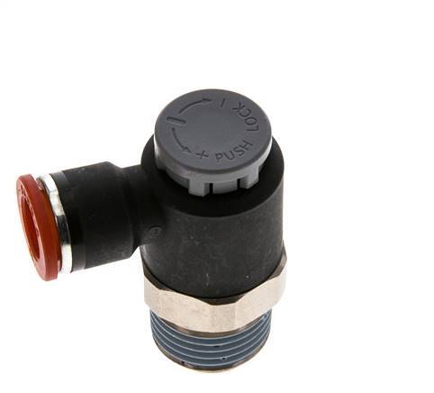 Flow Control Valve Meter-In Elbow 10 mm - R1/2'' Brass/PA 66 Locknut