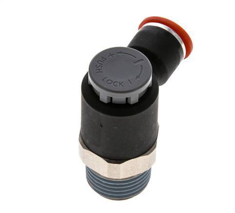 Flow Control Valve Meter-In Elbow 10 mm - R1/2'' Brass/PA 66 Locknut