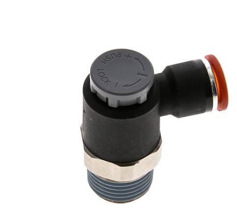 Durchflussregelventil Meter-In-Winkelstück 10 mm - R1/2'' Messing/PA 66 Sicherungsmutter