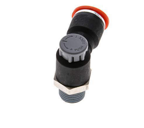 Flow Control Valve Meter-In Elbow 10 mm - R1/4'' Brass/PA 66 Locknut