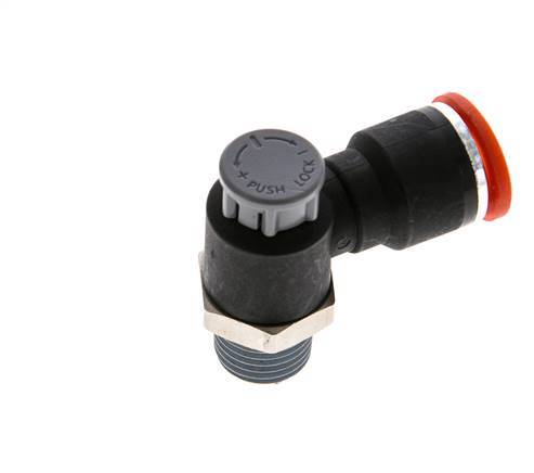 Durchflussregelventil Meter-In-Winkelstück 10 mm - R1/4'' Messing/PA 66 Sicherungsmutter