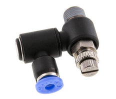 Durchflussregelungs-Schalldämpfer Auslass drehbar 4 mm - R1/8'' Messing/PA 66