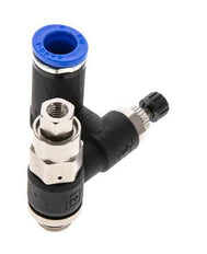 Durchflussregelungs-Schalldämpfer - drehbar 8 mm - G1/8''-M5 Messing/PA 66 mit vorgesteuertem Rückschlagventil