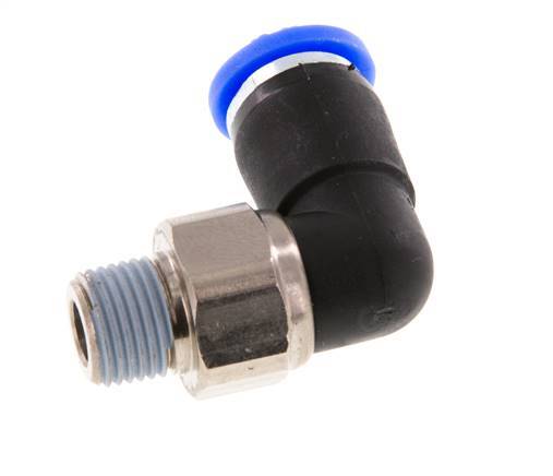 6mm & R1/8'' Ellbogen-Drehgelenk Einsteck-Außengewinde Messing vernickelt/PBT NBR drehbar