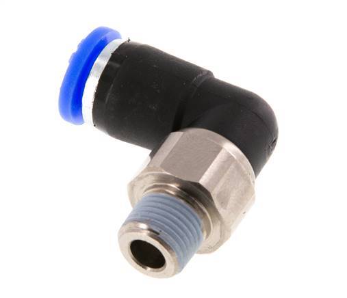 6mm & R1/8'' Ellbogen-Drehgelenk Einsteck-Außengewinde Messing vernickelt/PBT NBR drehbar