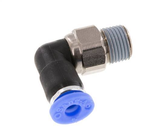 4mm & R1/8'' Ellbogen-Drehgelenk Einsteck-Außengewinde Messing vernickelt/PBT NBR drehbar