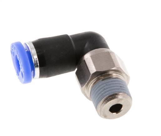 4mm & R1/8'' Ellbogen-Drehgelenk Einsteck-Außengewinde Messing vernickelt/PBT NBR drehbar