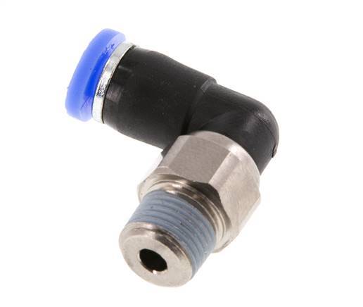 4mm & R1/8'' Ellbogen-Drehgelenk Einsteck-Außengewinde Messing vernickelt/PBT NBR drehbar