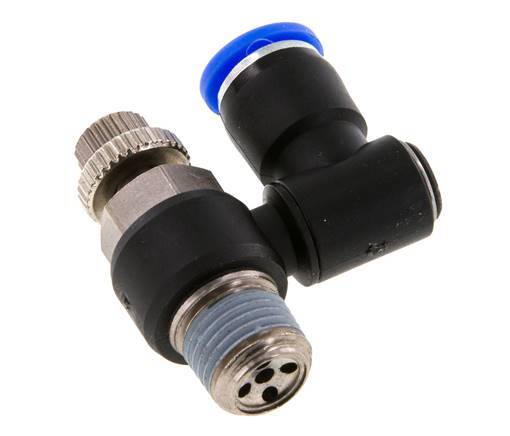 Durchflussregelung Schalldämpfer Meter-Out drehbar 8 mm - R1/4'' Messing/PA 66