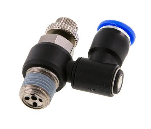 Durchflussregelung Schalldämpfer Meter-Out drehbar 8 mm - R1/4'' Messing/PA 66