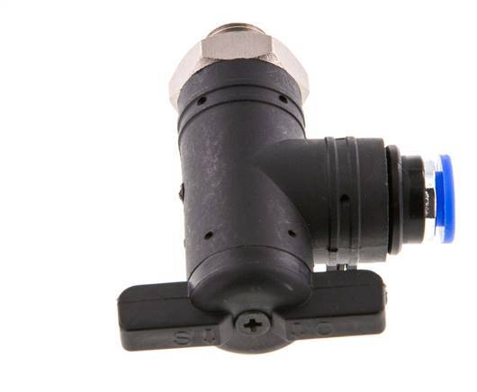 2-Wege-Winkel-Kugelhahn 6 mm - G1/8'' Kunststoff/Messing