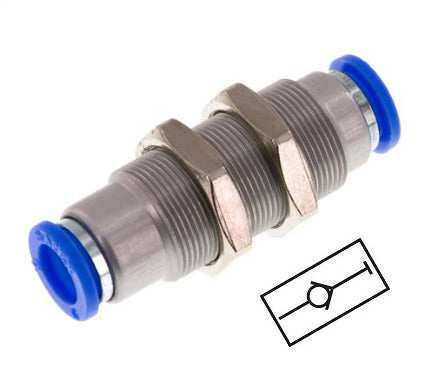 Steckverschraubung 6mm selbstsichernd Messing/PBT Bulkhead 0-10bar (0-145psi)