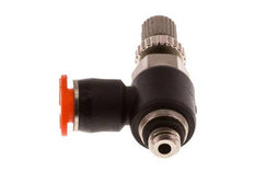Durchflussregelung Schalldämpfer Meter-In-Winkelstück 4 mm - M5 Messing/PBT
