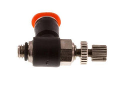 Durchflussregelung Schalldämpfer Meter-In-Winkelstück 4 mm - M5 Messing/PBT